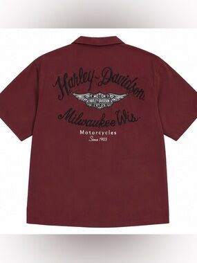 Harley-Davidson Maroon Short Sleeve Embroidered Back Logo Shirt